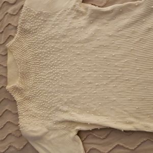 Vintage 80's does 50's mock sweater top pearls